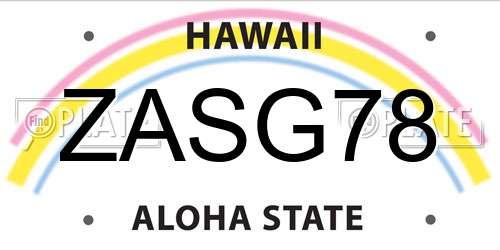 ZASG78 Hawaii License Plate