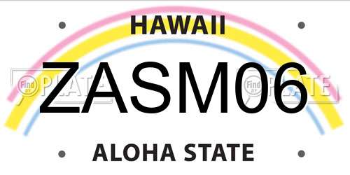 ZASM06 Hawaii License Plate