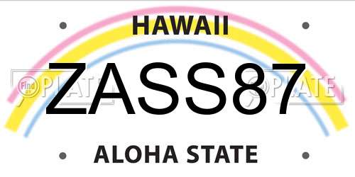 ZASS87 Hawaii License Plate