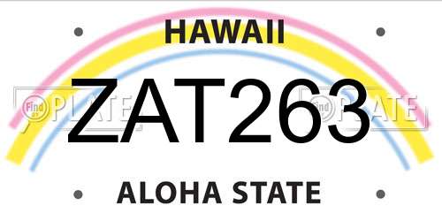 ZAT263 Hawaii License Plate