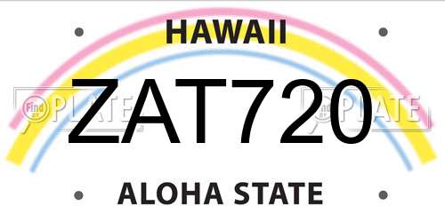 ZAT720 Hawaii License Plate