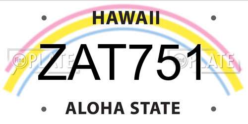 ZAT751 Hawaii License Plate