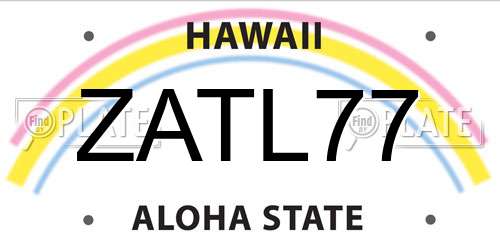 ZATL77 Hawaii License Plate