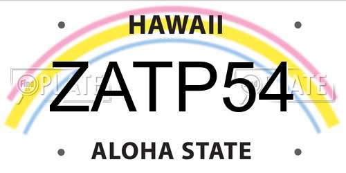 ZATP54 Hawaii License Plate