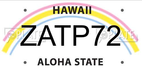 ZATP72 Hawaii License Plate