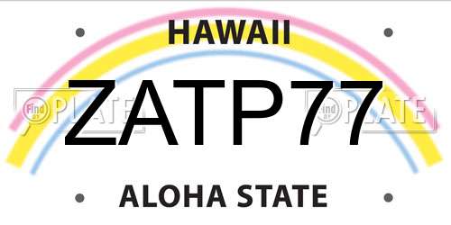 ZATP77 Hawaii License Plate