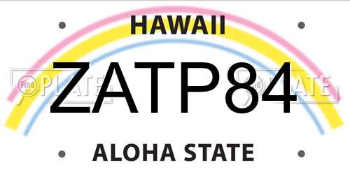 ZATP84 Hawaii License Plate