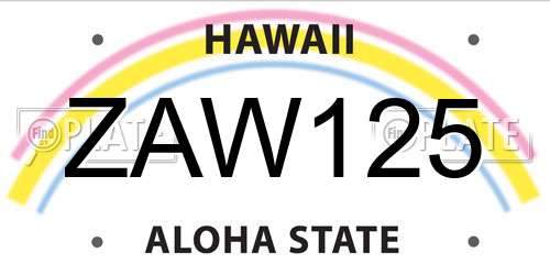 ZAW125 Hawaii License Plate