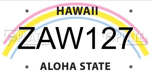 ZAW127 Hawaii License Plate