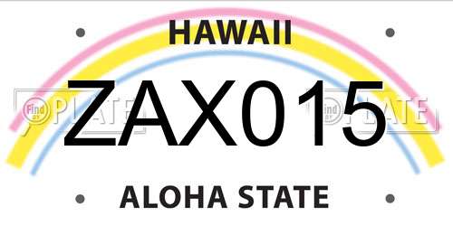 ZAX015 Hawaii License Plate