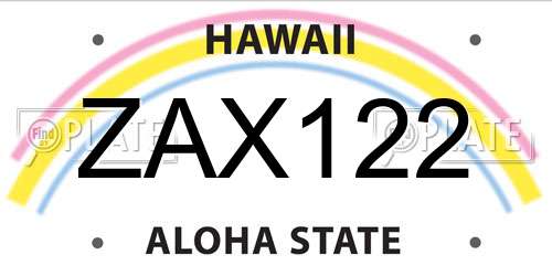 ZAX122 Hawaii License Plate