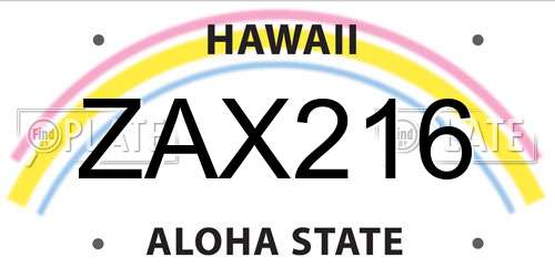 ZAX216 Hawaii License Plate
