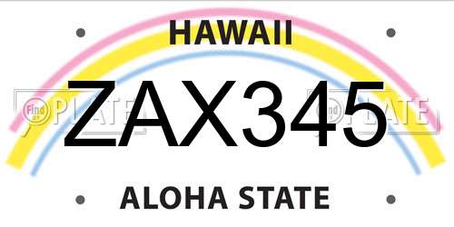 ZAX345 Hawaii License Plate