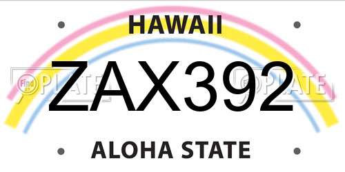 ZAX392 Hawaii License Plate