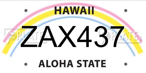 ZAX437 Hawaii License Plate