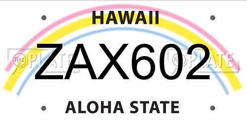 ZAX602 Hawaii License Plate