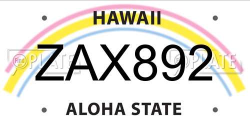ZAX892 Hawaii License Plate