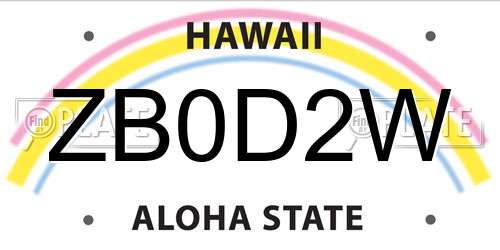 ZB0D2W Hawaii License Plate