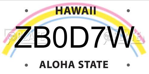 ZB0D7W Hawaii License Plate