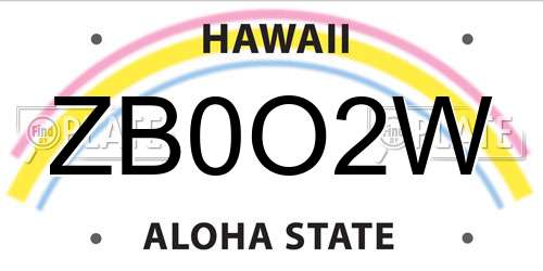 ZB0O2W Hawaii License Plate