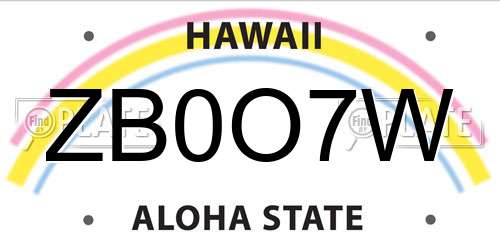 ZB0O7W Hawaii License Plate