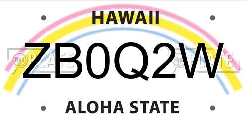 ZB0Q2W Hawaii License Plate