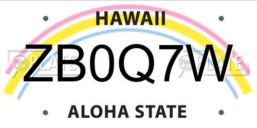 ZB0Q7W Hawaii License Plate