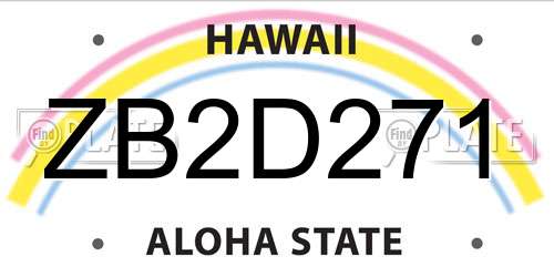 ZB2D271 Hawaii License Plate