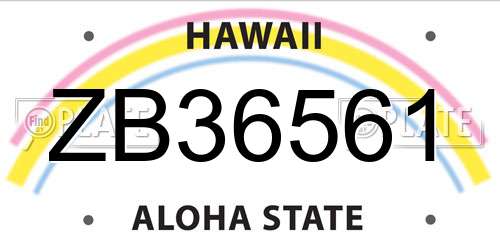 ZB36561 Hawaii License Plate