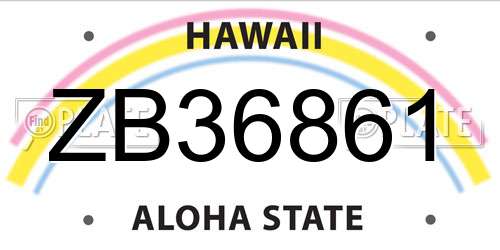 ZB36861 Hawaii License Plate