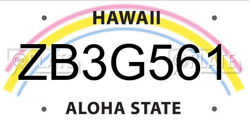 ZB3G561 Hawaii License Plate