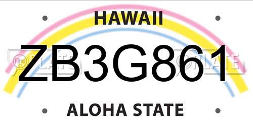 ZB3G861 Hawaii License Plate