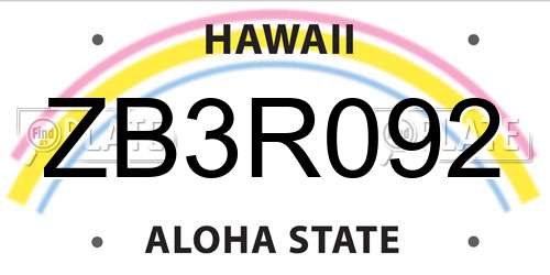 ZB3R092 Hawaii License Plate