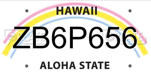 ZB6P656 Hawaii License Plate