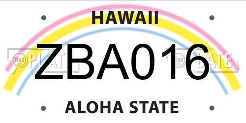 ZBA016 Hawaii License Plate