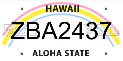 ZBA2437 Hawaii License Plate