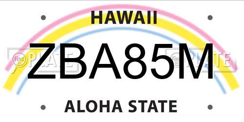 ZBA85M Hawaii License Plate