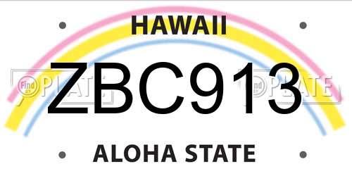 ZBC913 Hawaii License Plate
