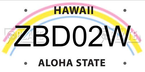 ZBD02W Hawaii License Plate
