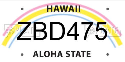 ZBD475 Hawaii License Plate