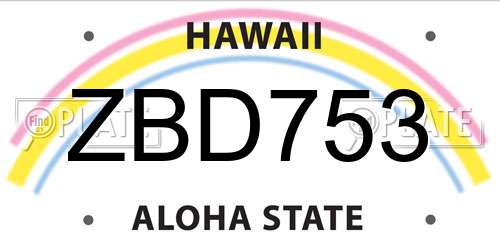 ZBD753 Hawaii License Plate