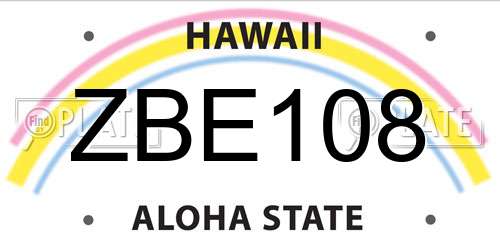 ZBE108 Hawaii License Plate