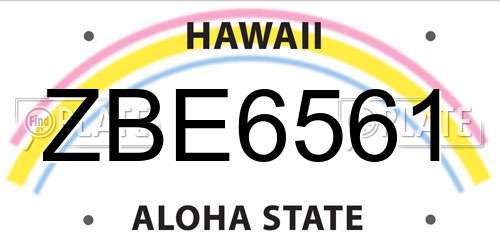 ZBE6561 Hawaii License Plate