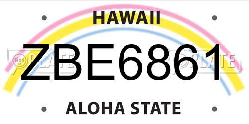 ZBE6861 Hawaii License Plate