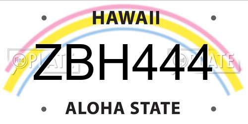 ZBH444 Hawaii License Plate