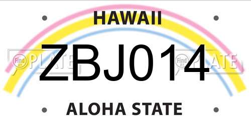 ZBJ014 Hawaii License Plate