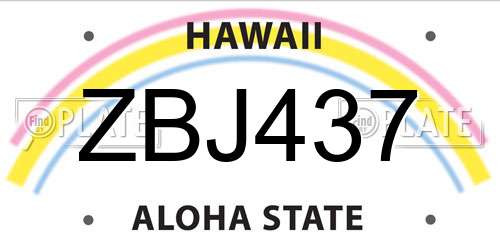 ZBJ437 Hawaii License Plate