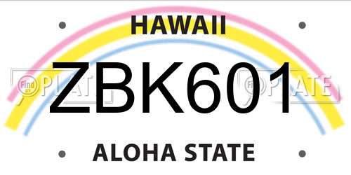 ZBK601 Hawaii License Plate
