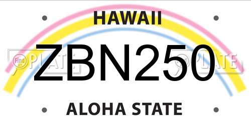 ZBN250 Hawaii License Plate