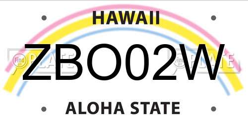 ZBO02W Hawaii License Plate